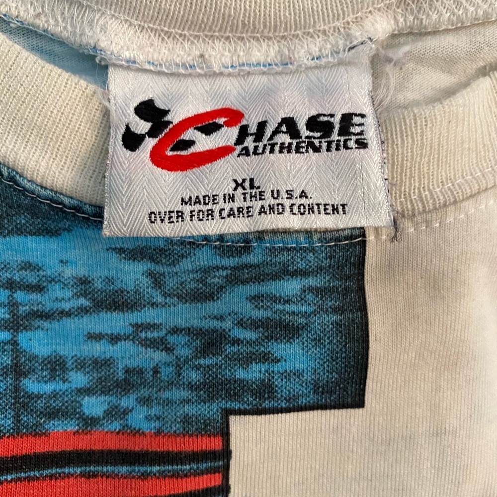 Vintage 90s Nutmeg Chase Authentics Dale Earnhardt AOP Tee Shirt made in U.S.A. - Picture 5 of 6